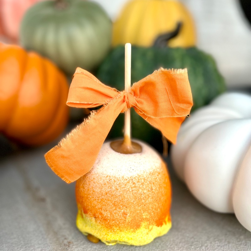Candy Corn Caramel Apple