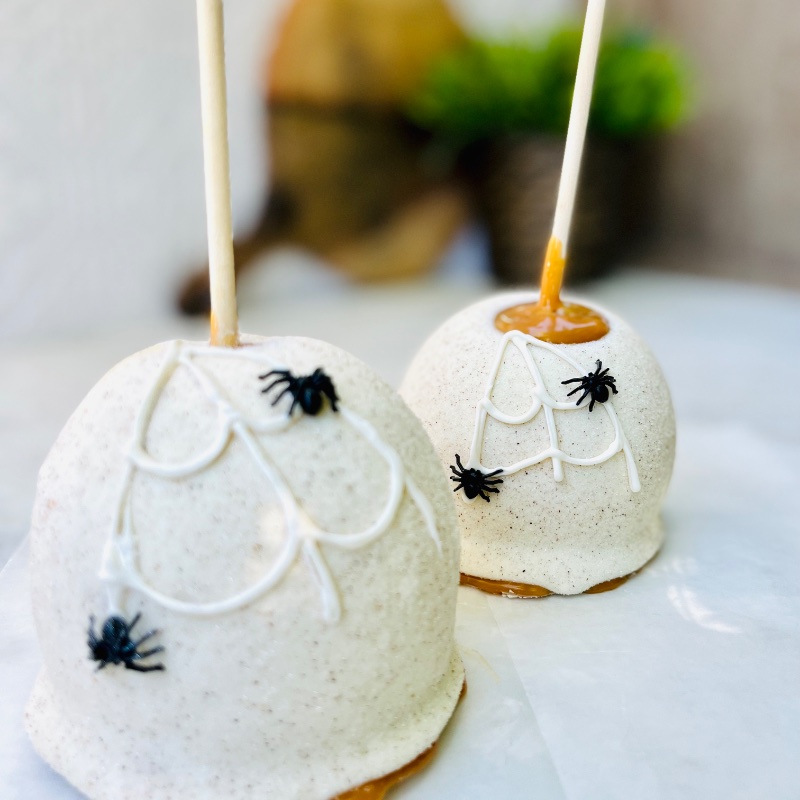 Spiderweb caramel apple